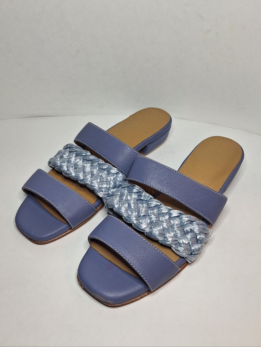 Beklina Hydrangea Braided Blue Slide Sandals Women's US 9 Blue Periwinkle